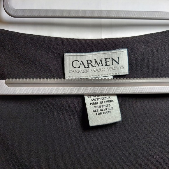 Carmen Marc Valvo Blouse Xl Liquid Jersey Stretchy‎ Casual Preppy Minimalist - Picture 5 of 9